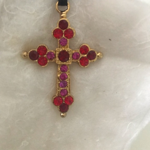 Gemstone / Gold Cross Pendants - set of 2 - Picture 6 of 7